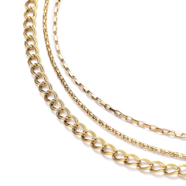 3er-Set, Halskette, ca. 50 cm, Edelstahl vergoldet image number 3