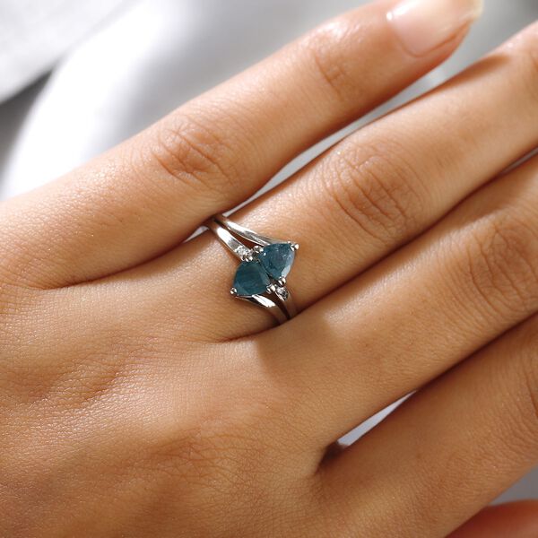 Grandidierit und Zirkon Ring 925 Silber platiniert  ca. 0,98 ct image number 3