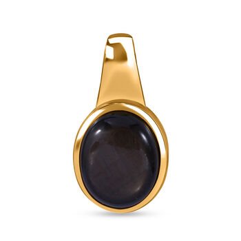 Nat&uuml;rlicher Schwarzer Stern Saphir Anh&auml;nger 925 Silber Gelbgold Vermeil ca. 4.35 ct