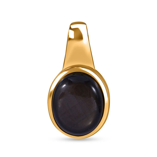 Nat&uuml;rlicher Schwarzer Stern Saphir Anh&auml;nger 925 Silber Gelbgold Vermeil ca. 4.35 ct