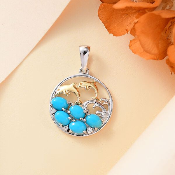 AAA Sleeping Beauty T&uuml;rkis und Zirkon Anh&auml;nger, ca. 0,87 ct. image number 2