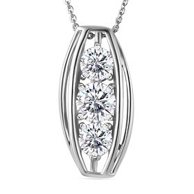 Moissanit Anhänger mit 45cm Kette, 925 Silber rhodiniert - 1,58 ct.