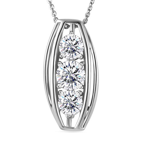 Moissanit Anhänger mit 45cm Kette, 925 Silber rhodiniert - 1,58 ct. image number 0