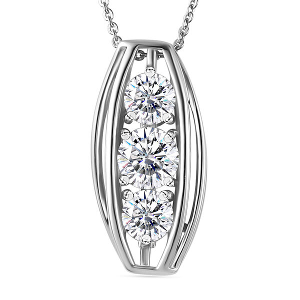 Moissanit Anhänger mit 45cm Kette, 925 Silber rhodiniert - 1,58 ct. image number 0