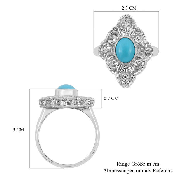 Royal Bali Kollektion - natürlicher Sleeping Beauty Türkis-Ring, 925 Silber  ca. 1,52 ct image number 6