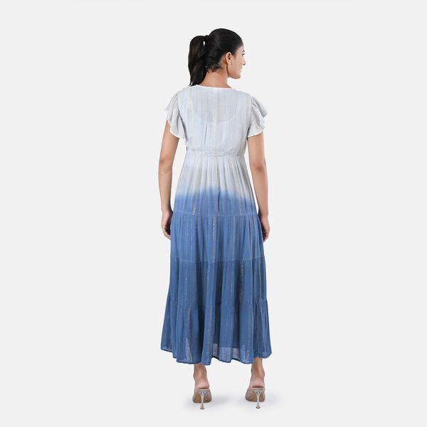 Maxikleid aus Viskose-Crepe mit Lurex, Einheitsgr&ouml;&szlig;e, Marineblau image number 5