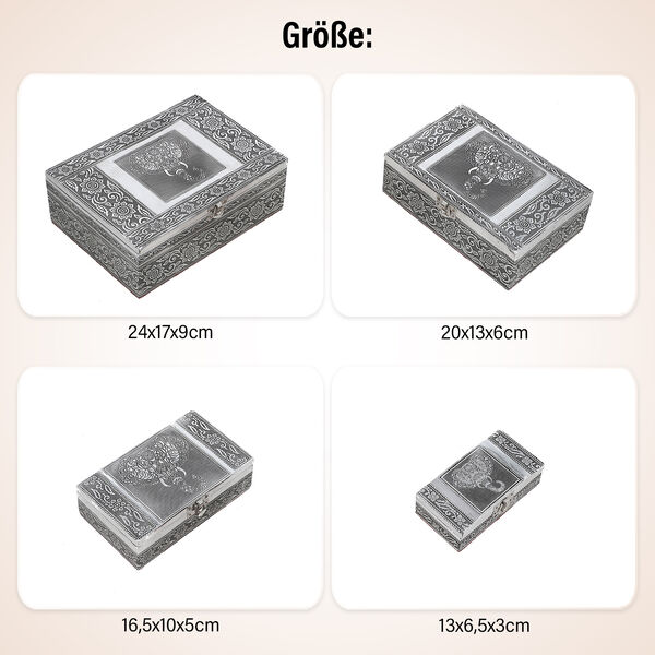Satz von 4 handgefertigten Aluminiumboxen mit Elefant-Motiv, Größen von 24x17x9 bis 13x6,5x3 cm image number 5