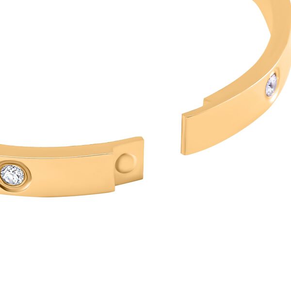 Wei&szlig;er Zirkonia Armreif, ca. 18.5 cm Reiner Edelstahl, vergoldet image number 5