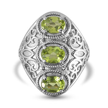 Nat&uuml;rlicher Peridot Ring Edelstahl (Gr&ouml;&szlig;e 16.00) ca. 2,39 ct