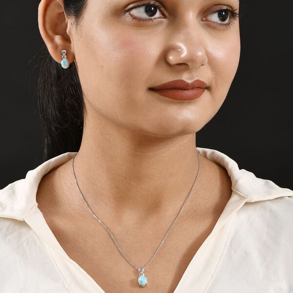 D'Joy Larimar Schmuckset 925 Silber platiniert und vergoldet ca. 5,58 ct. image number 3