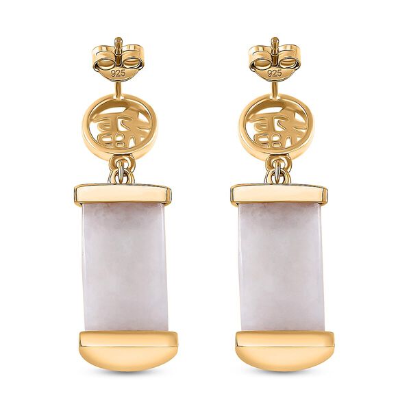 Wei&szlig;e Jade Ohrringe 925 Silber 750 Gelbgold Vermeil ca. 10,60 ct. image number 4