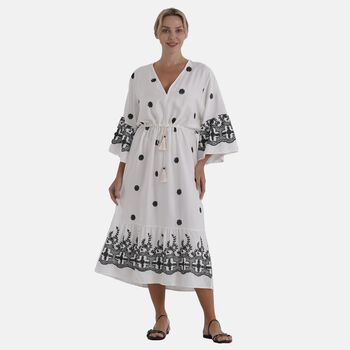  La Marey cotton Elastic waist v-neck  print dresses