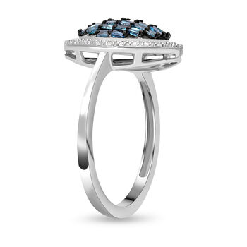 Blauer Diamant Ring, 925 Silber platiniert, ca. 0.50 ct