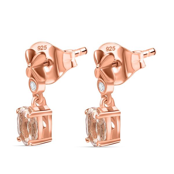 AA Morganit, Wei&szlig;er Zirkon Ohrringe 925 Silber 750 Ros&eacute;gold Vermeil ca. 1,08 ct. image number 4