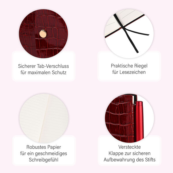 Serpentine Notizbuch Geschenkset mit Kugelschreiber - weinrot image number 3