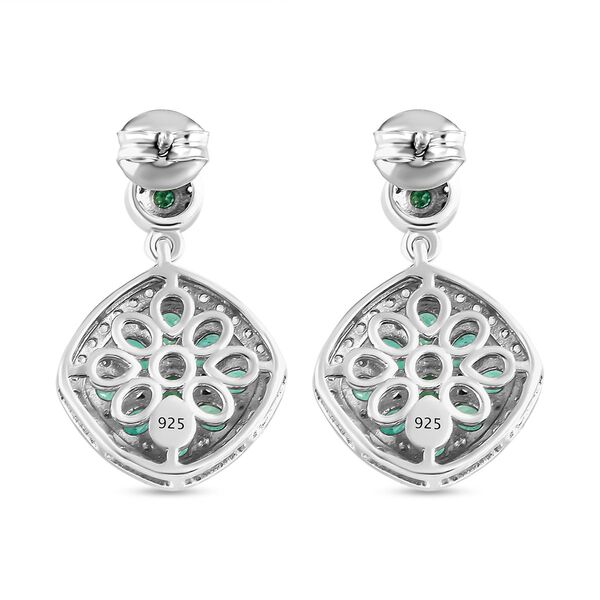 Kagem sambische Smaragd und Zirkon-Ohrhänger, 925 Silber platiniert, 3,78 ct. image number 5