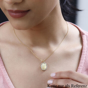 AAA Nat&uuml;rlicher, &auml;thiopischer Welo Opal, Wei&szlig;er Zirkon Anh&auml;nger 925 Silber Gelbgold Vermeil ca. 4,57 ct.