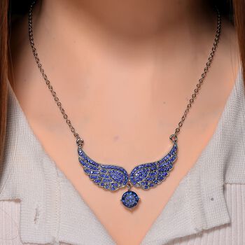 Tansanit-Farbe Zirkonia und Kristall Halskette, 52+5cm