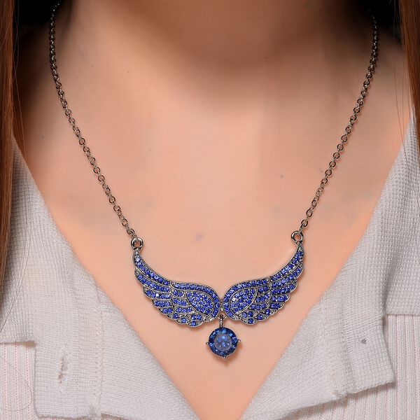 Tansanit-Farbe Zirkonia und Kristall Halskette, 52+5cm image number 2