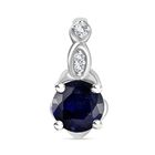 Masoala Saphir (Fissure gefüllt), Weißer Zirkon Anhänger 925 Silber rhodiniert ca. 1,38 ct.