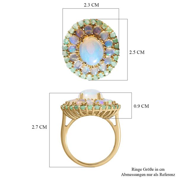 Nat&uuml;rlicher, &auml;thiopischer Welo Opal, und sambischer Smaragd-Ring - 5,24 ct. image number 7