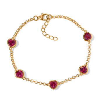 LUXURIANT DIAMOND - AAA Lab Grown Rubin Armband ca. 19 cm 925 Silber 750 Gelbgold vermeil ca. 8,82 ct.