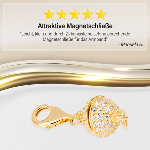 TOUCH und LOCK 3er-Set- Zirkonia Magnetverschluss in vergoldetem Silber image number 5