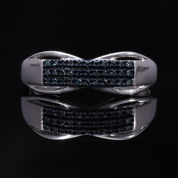 Blauer Diamant Ring, 925 Silber platiniert, (Größe 18.00), ca. 0.15 ct image number 5