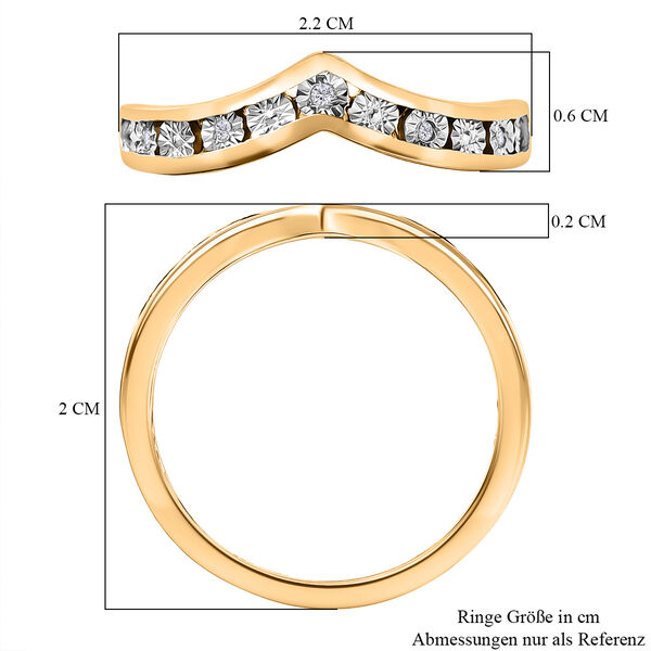 D'Joy Wishbone Ring mit Diamantakzenten, 925 Silber 750 Gelbgold Vermeil image number 7