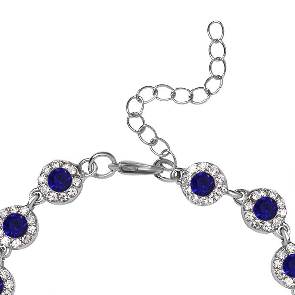 Blauer Kristall, Wei&szlig;er Kristall Armband ca. 19 cm image number 3