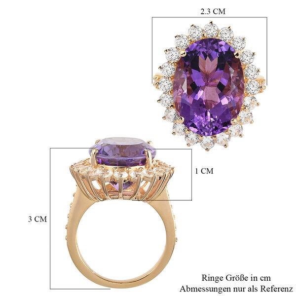Marokkanischer Amethyst und Zirkon Halo Ring 925 Silber Gelbgold Vermeil  ca. 15,40 ct image number 6