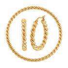 2er Set - Gedrehte Armreif und Ohrringe, Edelstahl, goldfarben