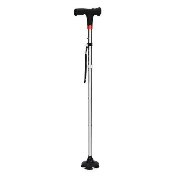 Faltbarer Smart-Gehstock mit LED Licht und Alarm, Belastbarkeit 113 KG, Grau, Ben&ouml;tigt 2xAAA-Batterien (nicht im Lieferumfang enthalten) image number 5