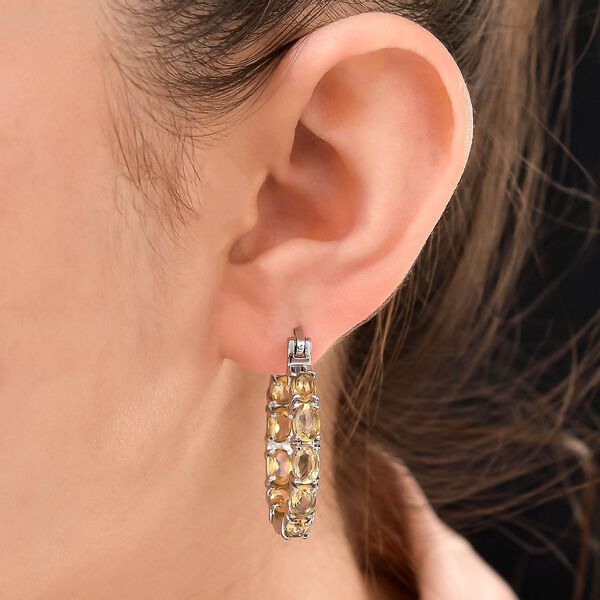 Citrin-Creolen, Edelstahl ca. 7.96 ct image number 2