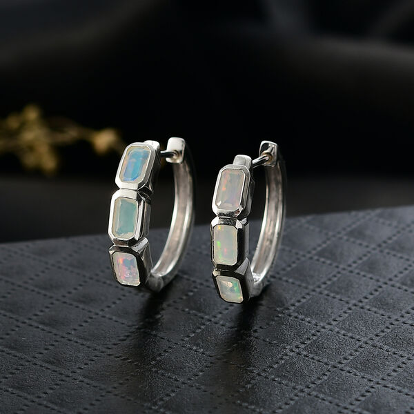 D'Joy AA Natürlicher, äthiopischer Welo Opal Ohrringe 925 Silber platiniert ca. 1.34 ct image number 2