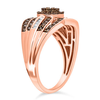 Nat&uuml;rlicher Champagner Diamant Ring, 925 Silber Ros&eacute;gold Vermeil (Gr&ouml;&szlig;e 18.00) ca. 0.50 ct