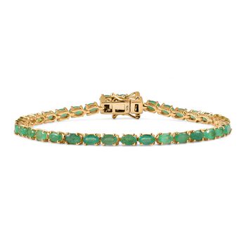 Socoto Smaragd Armband ca. 19 cm 925 Silber 750 Gelbgold Vermeil ca. 7,63 ct.