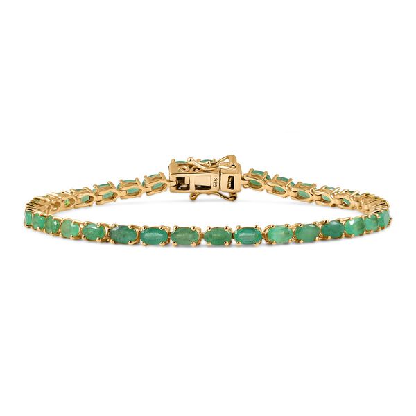 Socoto Smaragd Armband ca. 19 cm 925 Silber 750 Gelbgold Vermeil ca. 7,63 ct.