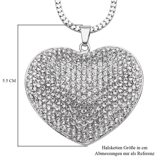 Wei&szlig;er Kristall-Herz-Anh&auml;nger mit 73+5 cm Kette - 8 ct. image number 6