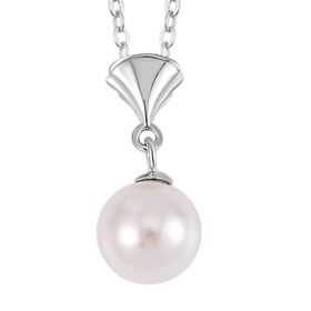 Weiße Muschelkernperle Anhänger mit 50cm Kette - 3,80 ct.
