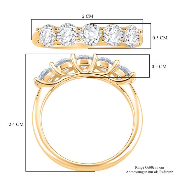 RADIANTA GRA zertifiziert Moissanit (D-VVS) Ring 925 Silber 750 Gelbgold Vermeil (Gr&ouml;&szlig;e 16.00) ca. 1.15 ct image number 7