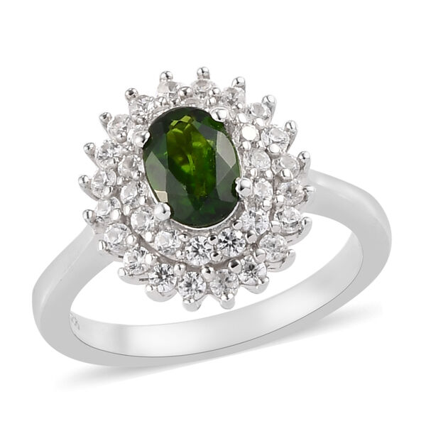 Natürlicher Chromdiopsid und Zirkon Ring 925 Silber platiniert  ca. 1,55 ct image number 4