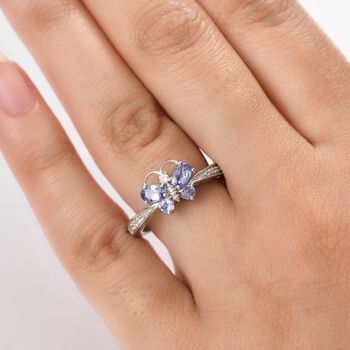 Tansanit und Zirkon Ring  - 0,86 ct.