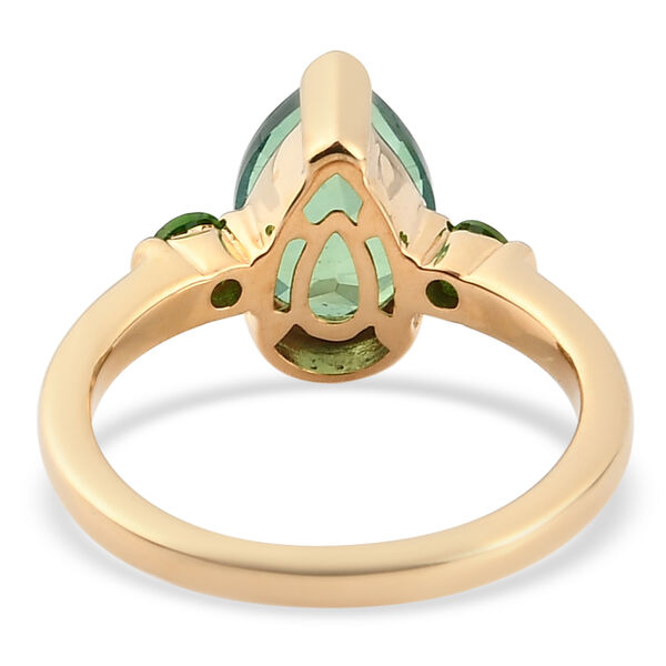 Pfau Triplett Quarz und Nat&uuml;rlicher Chromdiopsid Ring 925 Silber vergoldet  ca. 2,27 ct image number 7
