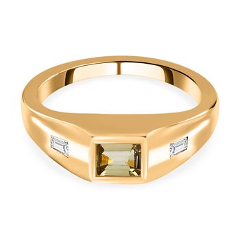 Nat&uuml;rlicher, goldener Tansanit und Zirkon-Ring - 0,59 ct.