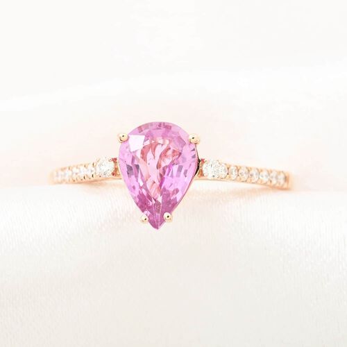 Iliana AAA Rosa Saphir, Weißer Diamant IGI zertifiziert und geprüft Ring 750 Gold (Größe 20.00) ca. 1.25 ct image number 1
