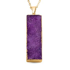 Lila Drusy Quarz Halskette ca. 60 cm Messing Std Gelb ca. 100.00 ct