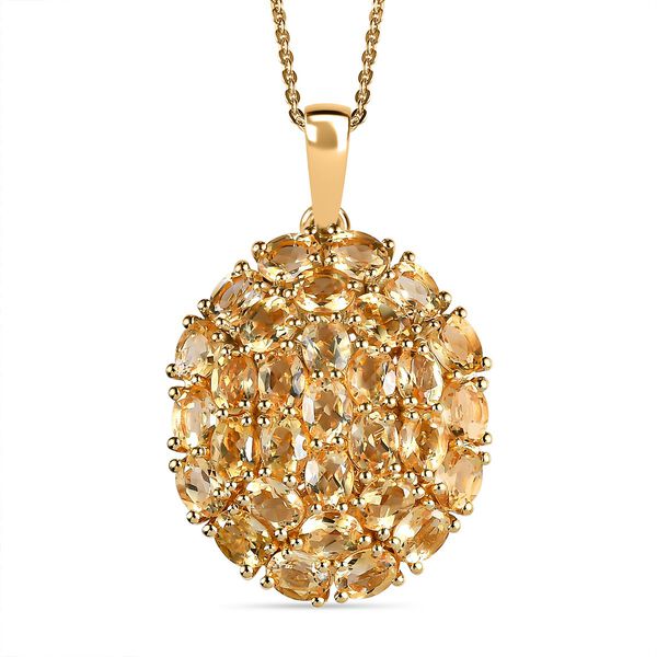 Citrin Anh&auml;nger mit Kette, 925 Silber Gelbgold Vermeil ca. 4,65 ct