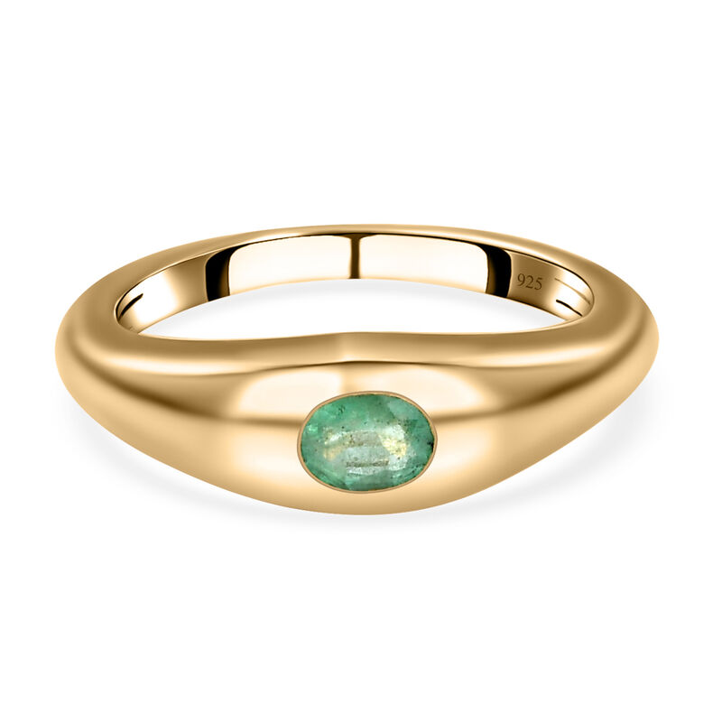 AA Äthiopischer Smaragd-Ring, 925 Silber Gelbgold Vermeil  ca. 0,33 ct image number 0