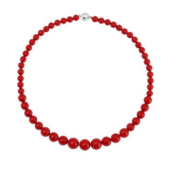 Rote Muschelkernperle Halskette ca. 50 cm Reiner Edelstahl